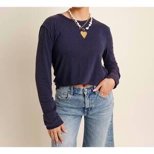 NEW FREE PEOPLE nova relaxed tee in peacoat